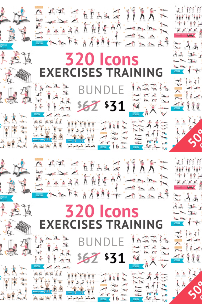 Fitness Aerobic and Exercises Icons. - Hecavi - Illustrations ...