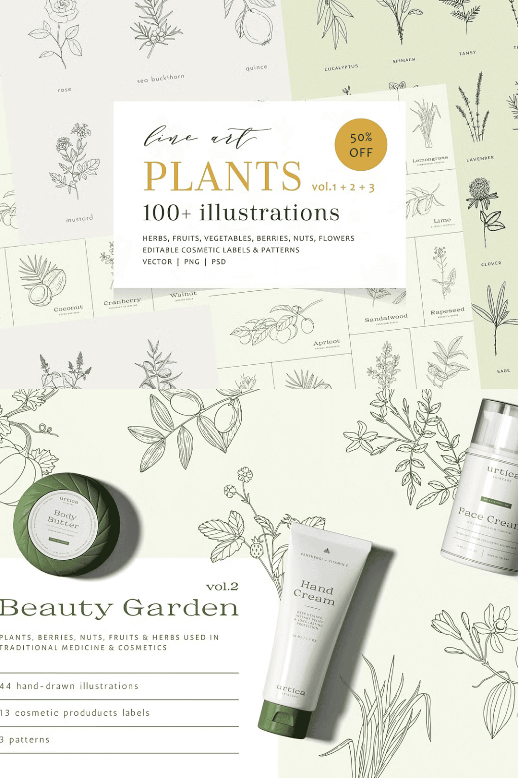 100+ Plants Bundle | Vol. 1 + 2 + 3 - Hecavi - Illustrations ...